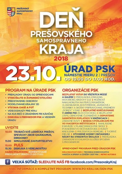 Plagát - Deň PSK 23.10.2018 od 10.00 do 17.00 Úrad PSK