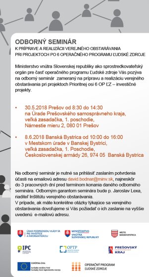 Pozvánka na odborný seminár 30.05.2018