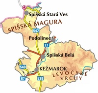Mapa okresu Kežmarok