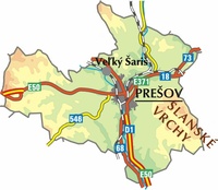 Mapa okresu Prešov - klikni