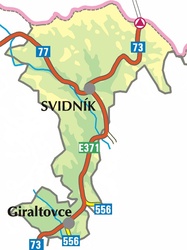 Mapa okresu Svidník - klikni