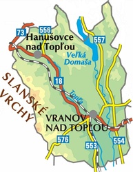 Mapa okresu Vranov nad Topľou - klikni