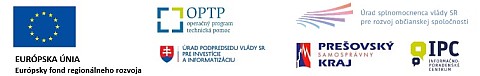 Loga Európskek únie, OPTP, Úradu podpredsedu vlády SR, pre investície a informatizáciu. Úrad splnomocnenca vlády SR, PSK, IPC