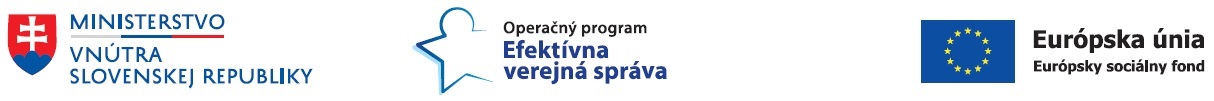 Logá - Ministerstvo vnútra SR; Operačný program Efektívna samospráva; Európska únia Európsky sociálny fond