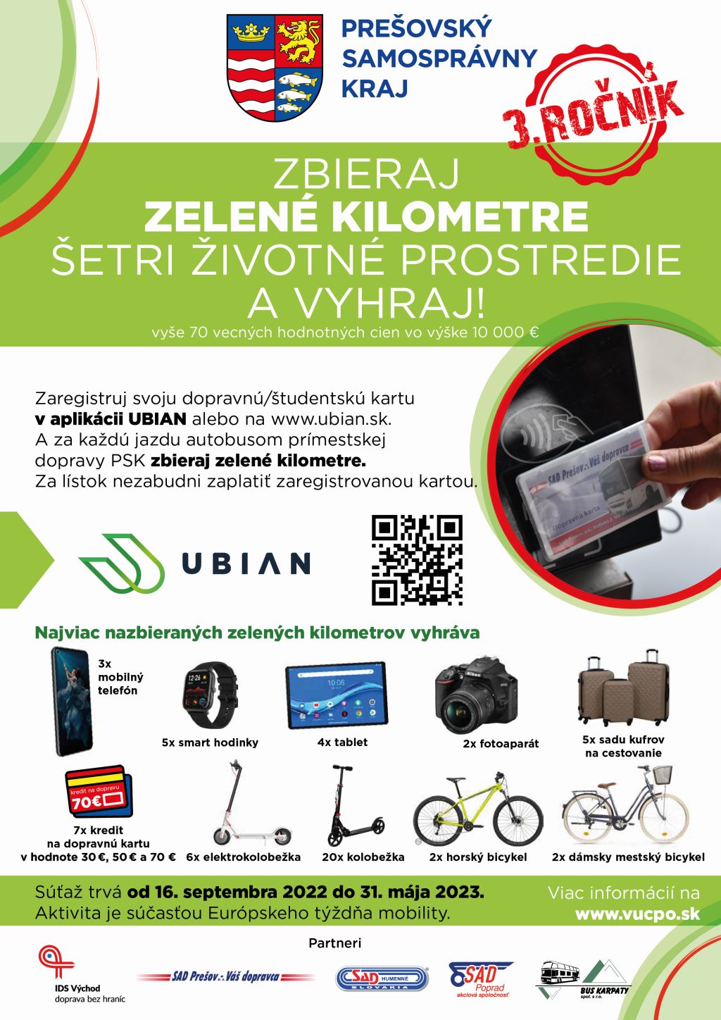 Zbieraj zelené kilometre, šetri životné prostredie a vyhraj - 3. ročník