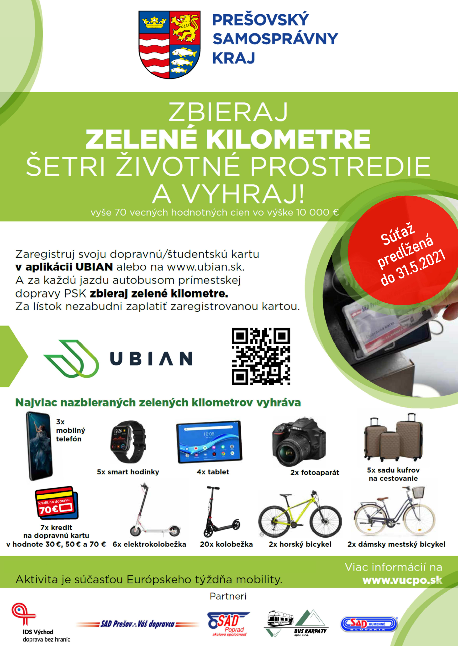 Zbieraj zelené kilometre, šetri životné prostredie a vyhraj! V hre je vyše 70 cien vo výške 10 tisíc eur. Súťaž pedĺžená do 31. mája 2021