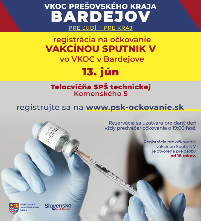 VKOC Bardejov_očkovanie vakcínou Sputnik V