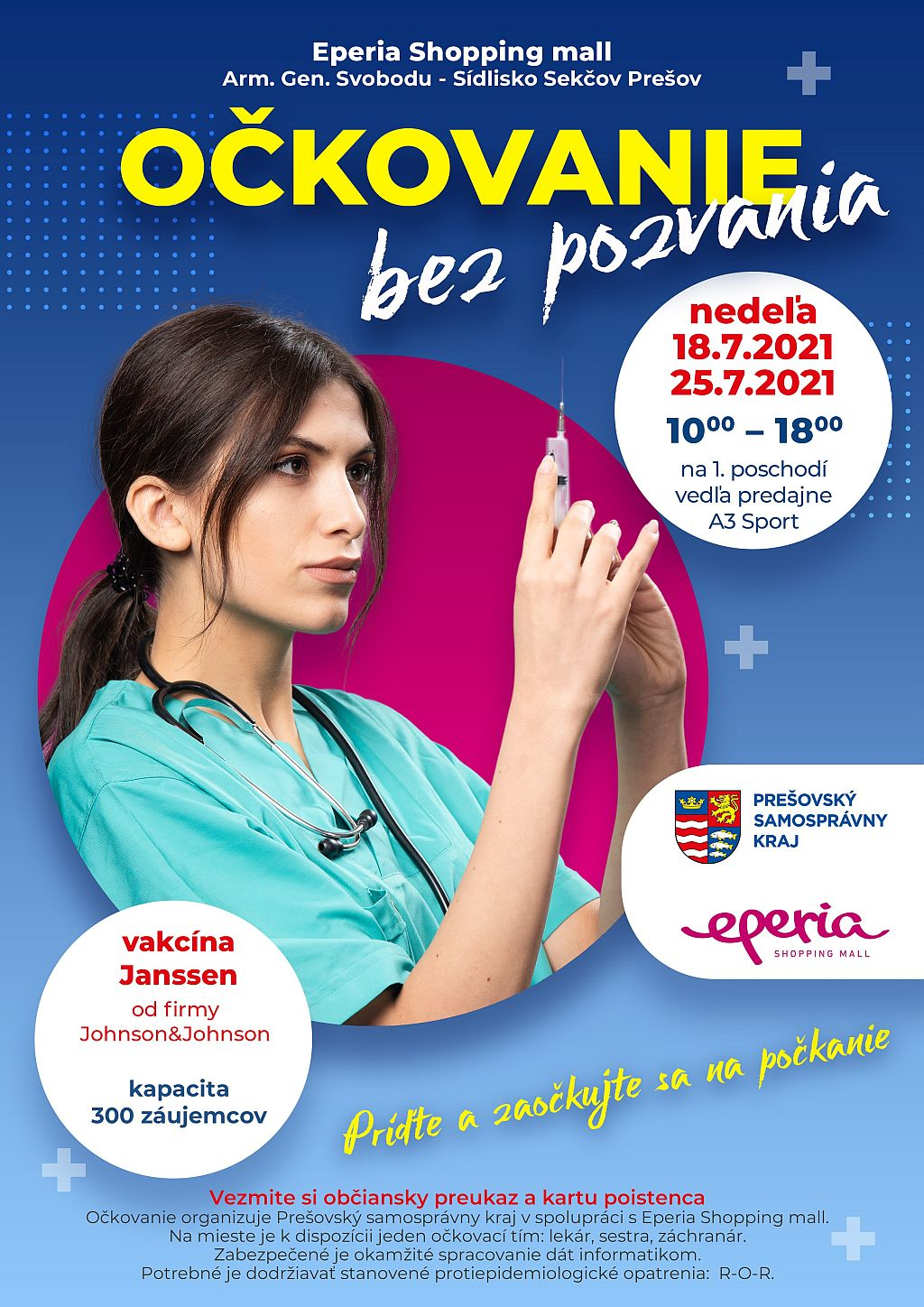 Očkovanie v OC Eperia Shopping mall 18. júla 2021
