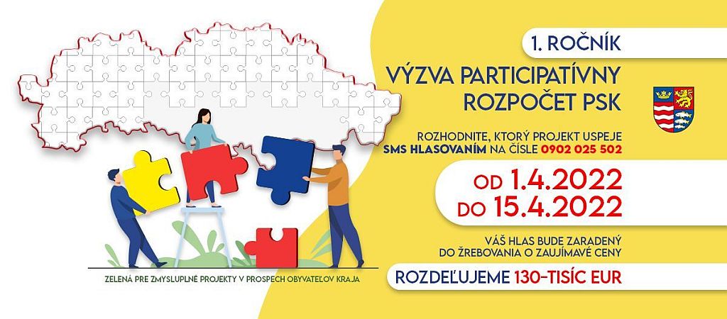 Odkaz na SMS hlasovanie Participatívny rozpočet od 1.4. do 15.4.2022