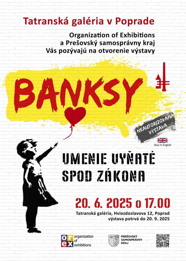 Banksy - Umenie vyňaté spod zákona - výstava 80 exponátov vytvorených technikou graffiti a olejom na plátne - Tatranská galéria v Poprade - 20.6. - 20.9. 2025 