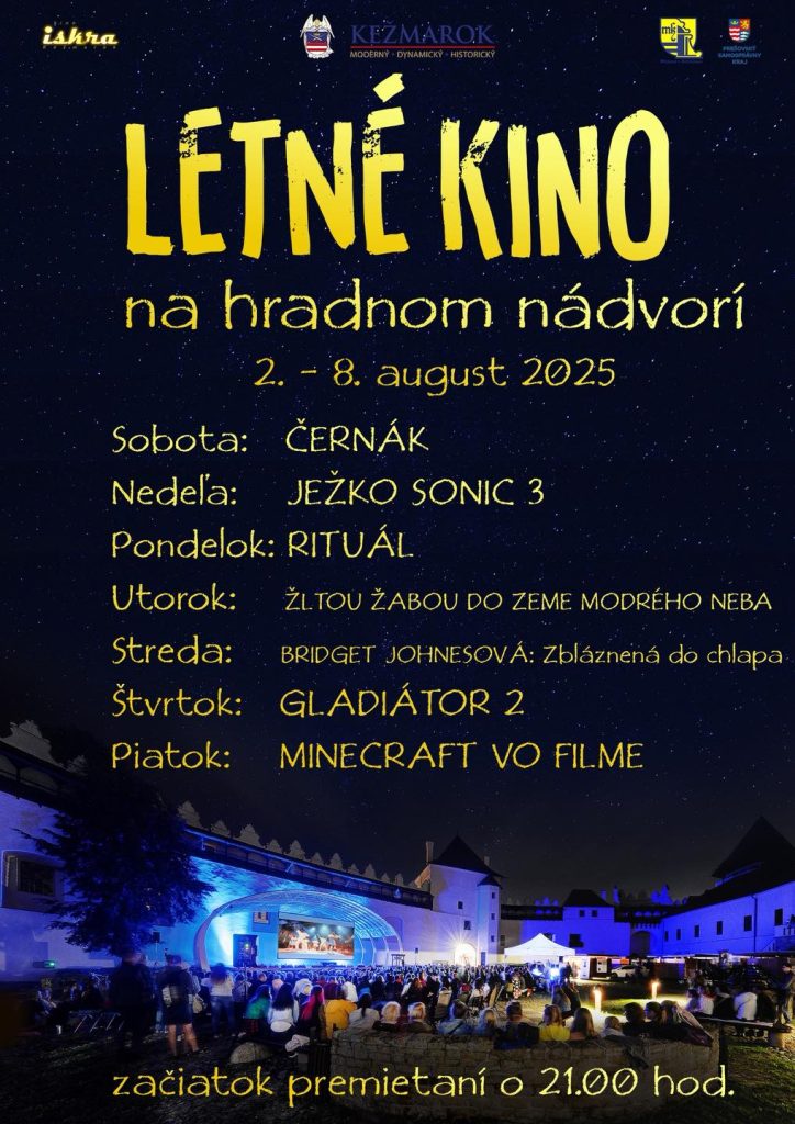 Letné kino na hradnom nádvorí - 2. - 8. 8. 2025 - Kežmarský hrad