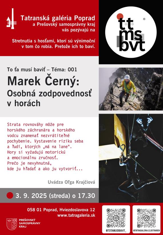 Osobná zodpovednosť v horách - 3.9.2025 - Tatranská galéria v Poprade