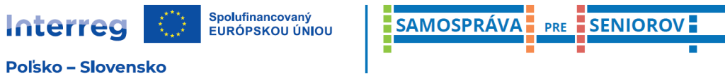logo projektu Programu Interreg Poľsko -Slovensko spolufinancovaný EÚ Samospráva pre seniorov