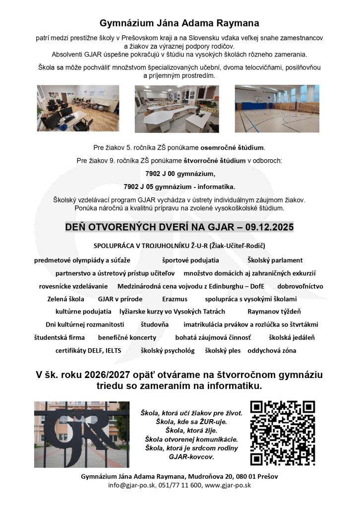 DOD Gymnázium J. A. Raymana v Prešove 9.12.