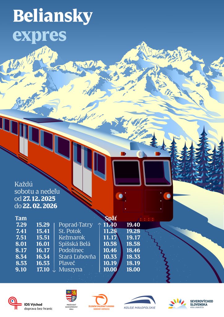 Beliansky expres bude jazdiť od 27. decembra 2025 do 22. februára 2026 každú sobotu a nedeľu