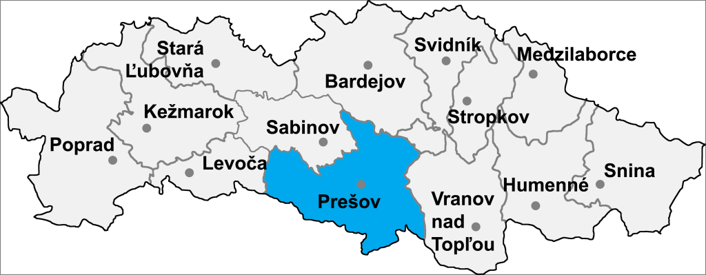 mapa Prešovského kraja