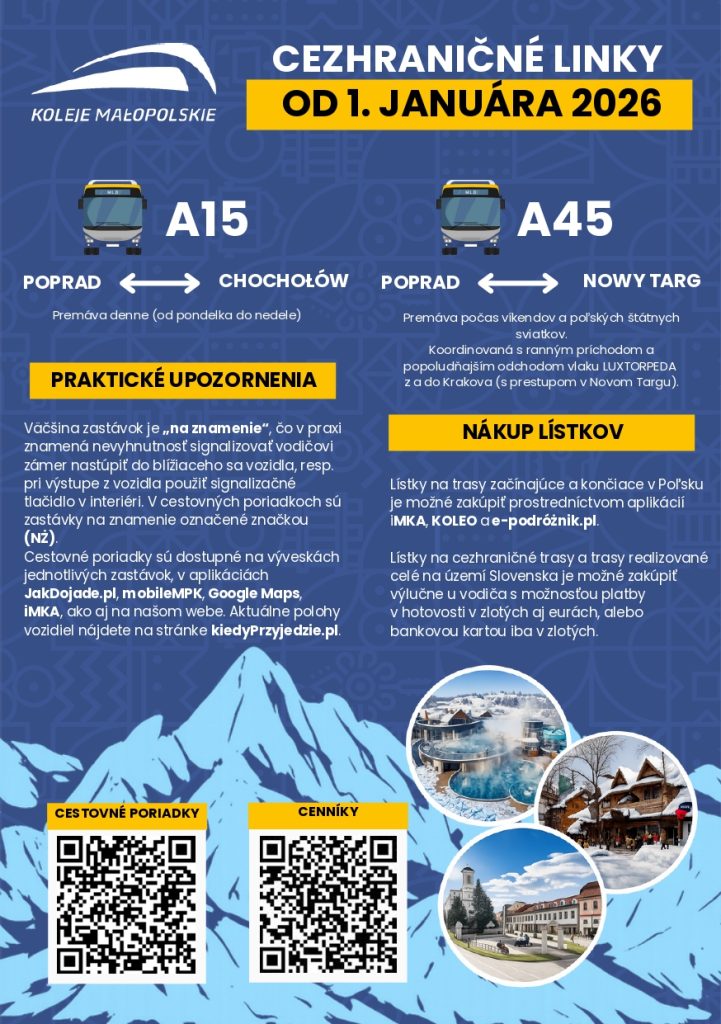 Cezhraničné linky od 1. januára 2026