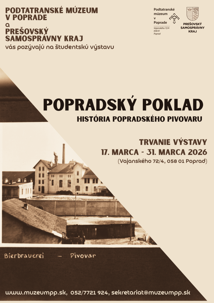 Plagát Popradský poklad história popradského pivovaru, 11.3.-31.3.2026